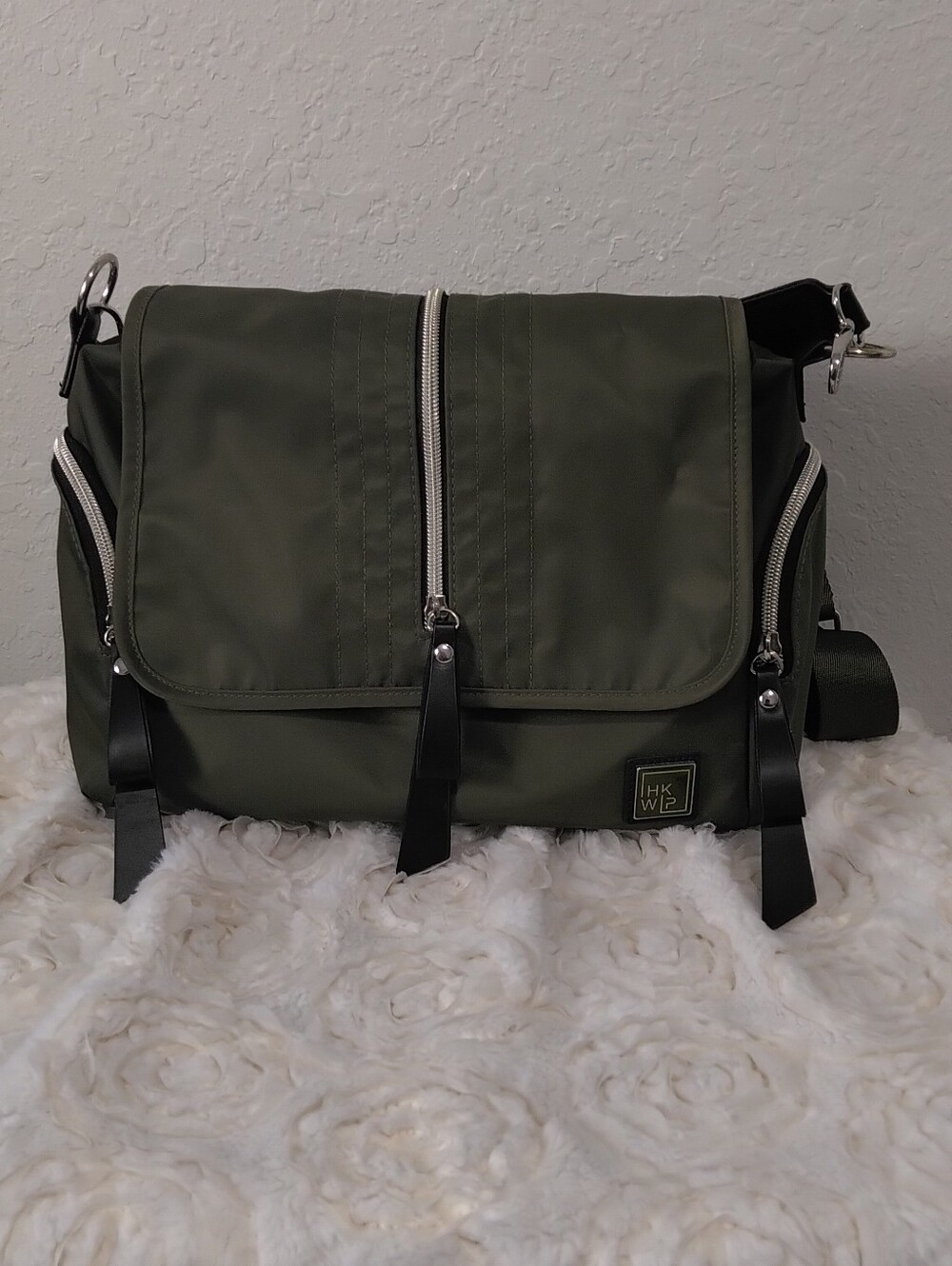 I HKWIP Olive Green Women's Crossbody Messenger Bag with Wide Strap